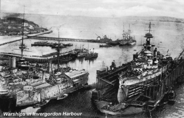 Warships in Invergordon Harbour. Photo courtesy Invergordon Museum.